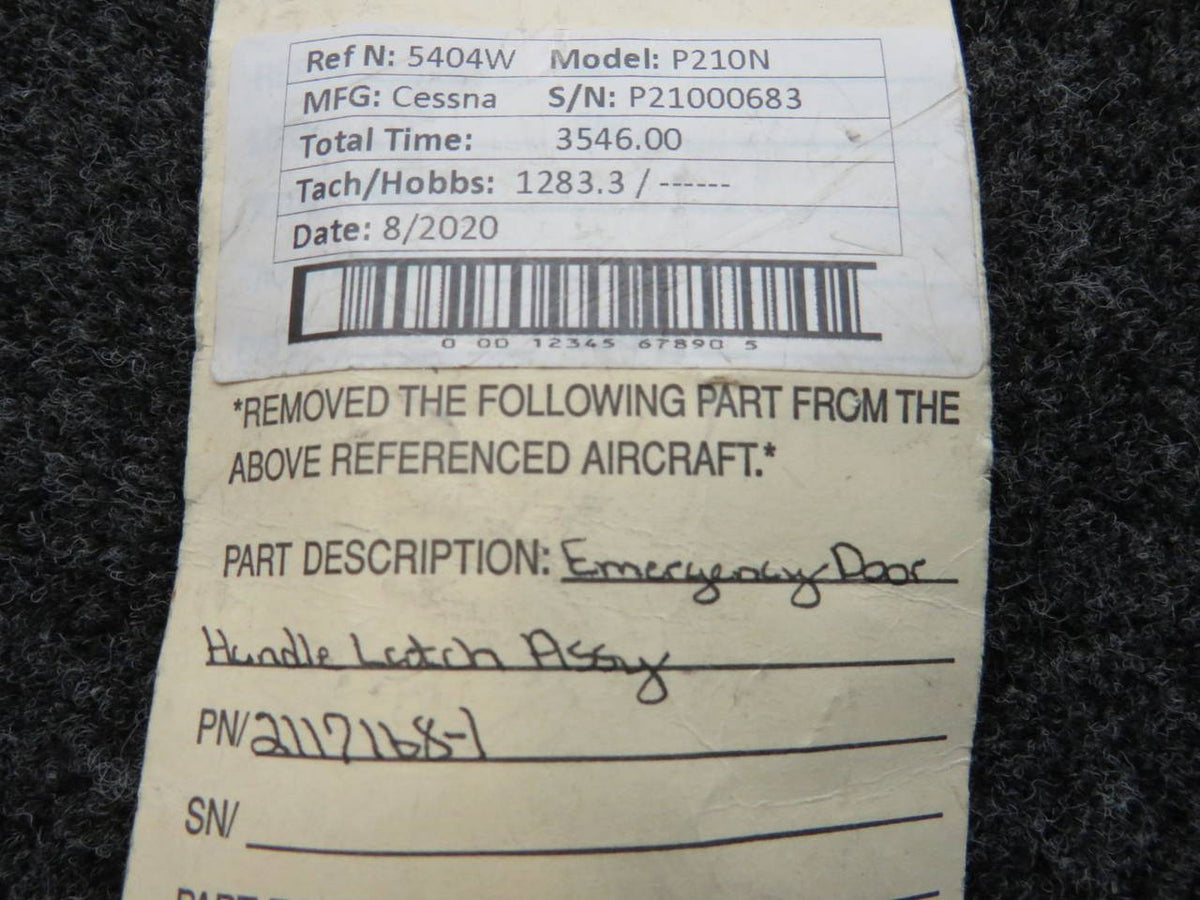 2117168-1 Cessna P210N Emergency Door Handle Latch Assembly BAS Part Sales | Airplane Parts