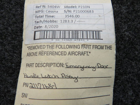 2117168-1 Cessna P210N Emergency Door Handle Latch Assembly BAS Part Sales | Airplane Parts