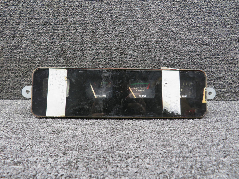 C669507-0101 Cessna 172I Fuel and Oil Gauge Cluster (Worn Inner Face)