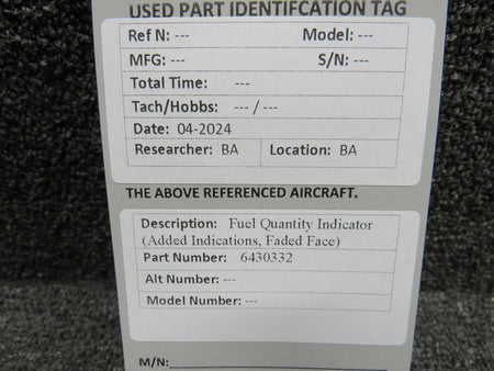 Does Not Apply 6430332 Fuel Quantity Indicator (Added Indications, Faded Face)