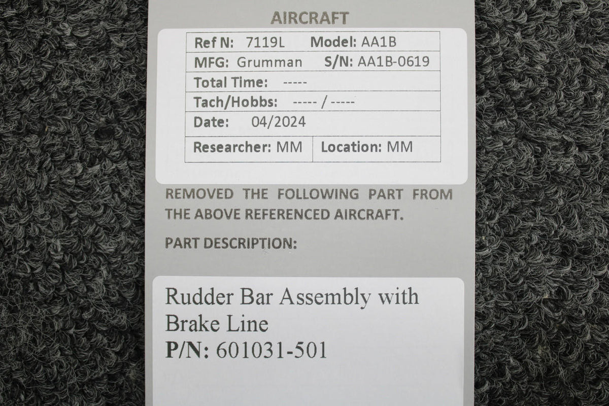 Grumman 601031-501 Grumman AA1B Rudder Bar Assembly with Brake Line