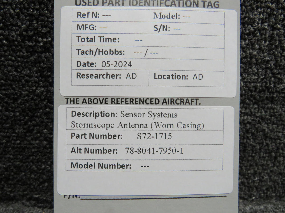Sensor Systems S72-1715 (Alt: 78-8041-7950-1) Sensor Systems Stormscope Antenna (Worn Casing)