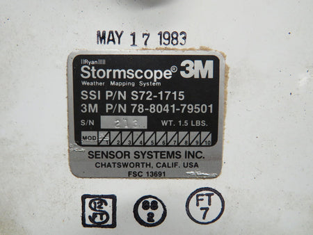 3M, Sensor Systems S72-1715 (Alt: 78-8041-79501) 3M Sensor Systems Stormscope Antenna (Blue)