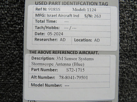 3M, Sensor Systems S72-1715 (Alt: 78-8041-79501) 3M Sensor Systems Stormscope Antenna (Blue)