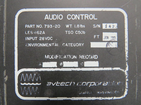 Avtech Corp. 793-20 Avtech Audio Control Unit (28V)