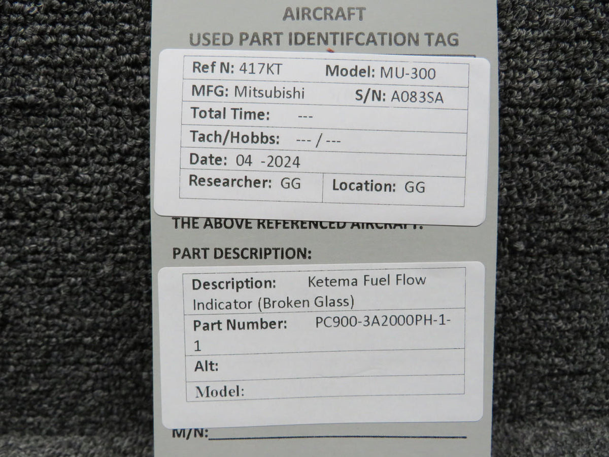 Ketema PC900-3A2000PH-1-1 Ketema Fuel Flow Indicator (Broken Glass)