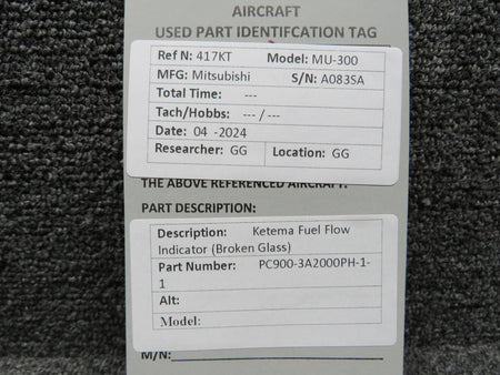 Ketema PC900-3A2000PH-1-1 Ketema Fuel Flow Indicator (Broken Glass)