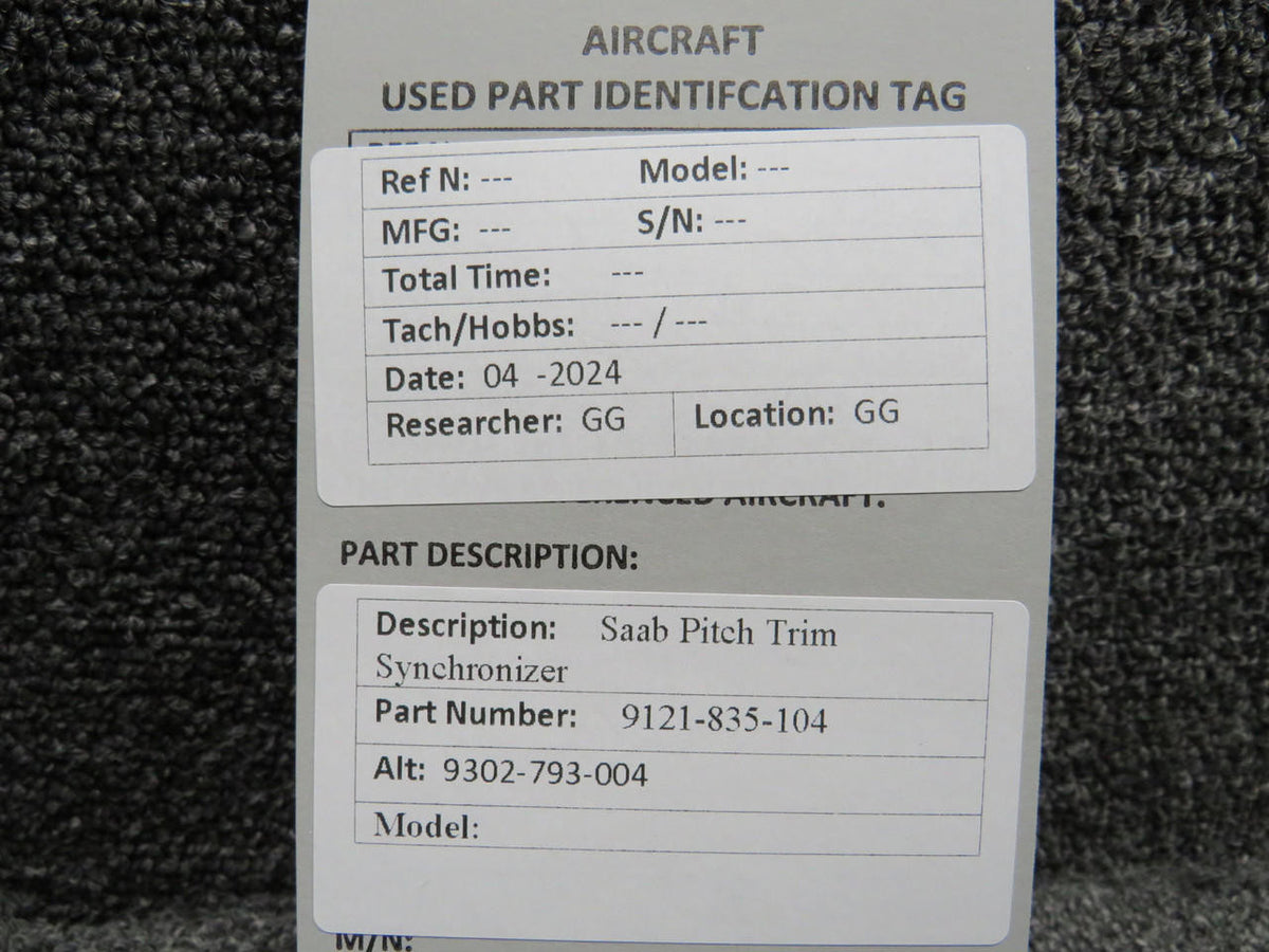 SAAB Aircraft Parts 9121-835-104 (Alt: 9302-793-004) Saab Pitch Trim Synchronizer