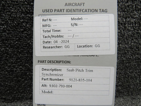 SAAB Aircraft Parts 9121-835-104 (Alt: 9302-793-004) Saab Pitch Trim Synchronizer