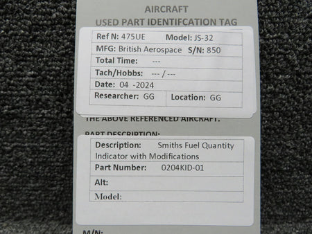 Smiths 0204KID-01 Smiths Fuel Quantity Indicator with Modifications