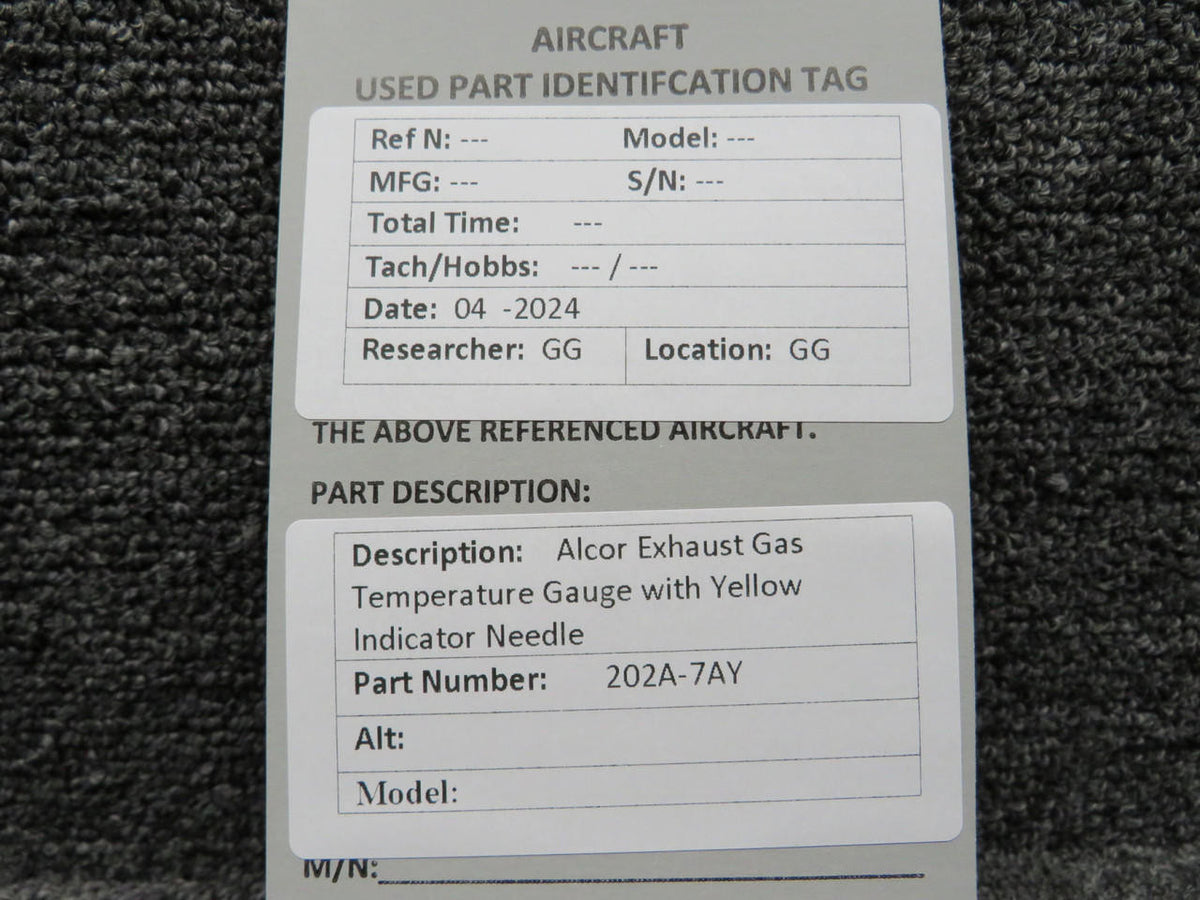 Alcor 202A-7AY Alcor Exhaust Gas Temperature Gauge with Yellow Indicator Needle