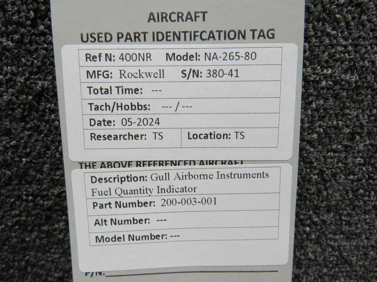 Gull Airborne 200-003-001 Gull Airborne Instruments Fuel Quantity Indicator