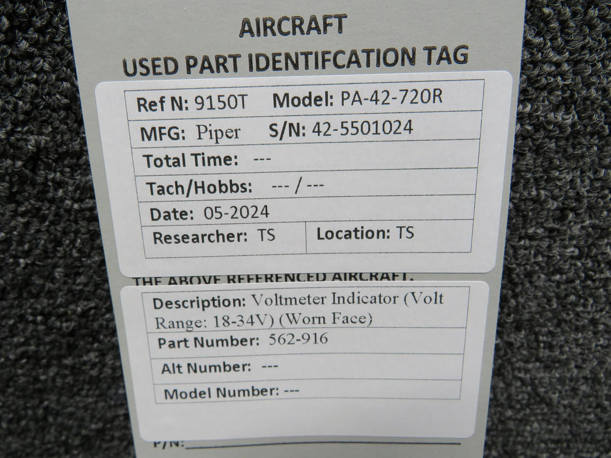 Does Not Apply 562-916 Voltmeter Indicator (Volt Range: 18-34V) (Worn Face)