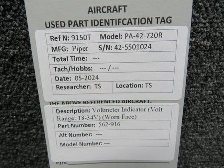 Does Not Apply 562-916 Voltmeter Indicator (Volt Range: 18-34V) (Worn Face)