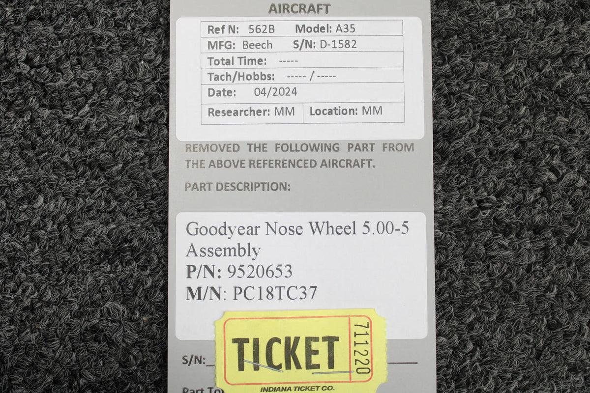 Goodyear 9520653 Goodyear PC18TC37 Nose Wheel 5.00-5 Assembly