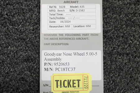 Goodyear 9520653 Goodyear PC18TC37 Nose Wheel 5.00-5 Assembly