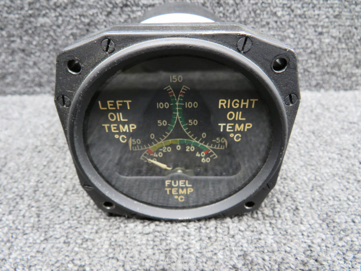 Thomas Edison 343-1A5A5A4P1 Thomas Edison Dual Oil Temp and Fuel Temp Indicator (Worn Face)