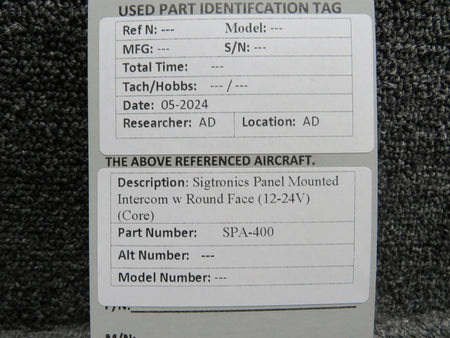 Sigtronics SPA-400 Sigtronics Panel Mounted Intercom w Round Face (12-24V) (Core)