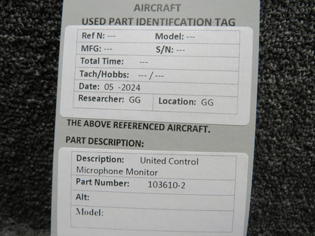 United Control 103610-2 United Control Microphone Monitor