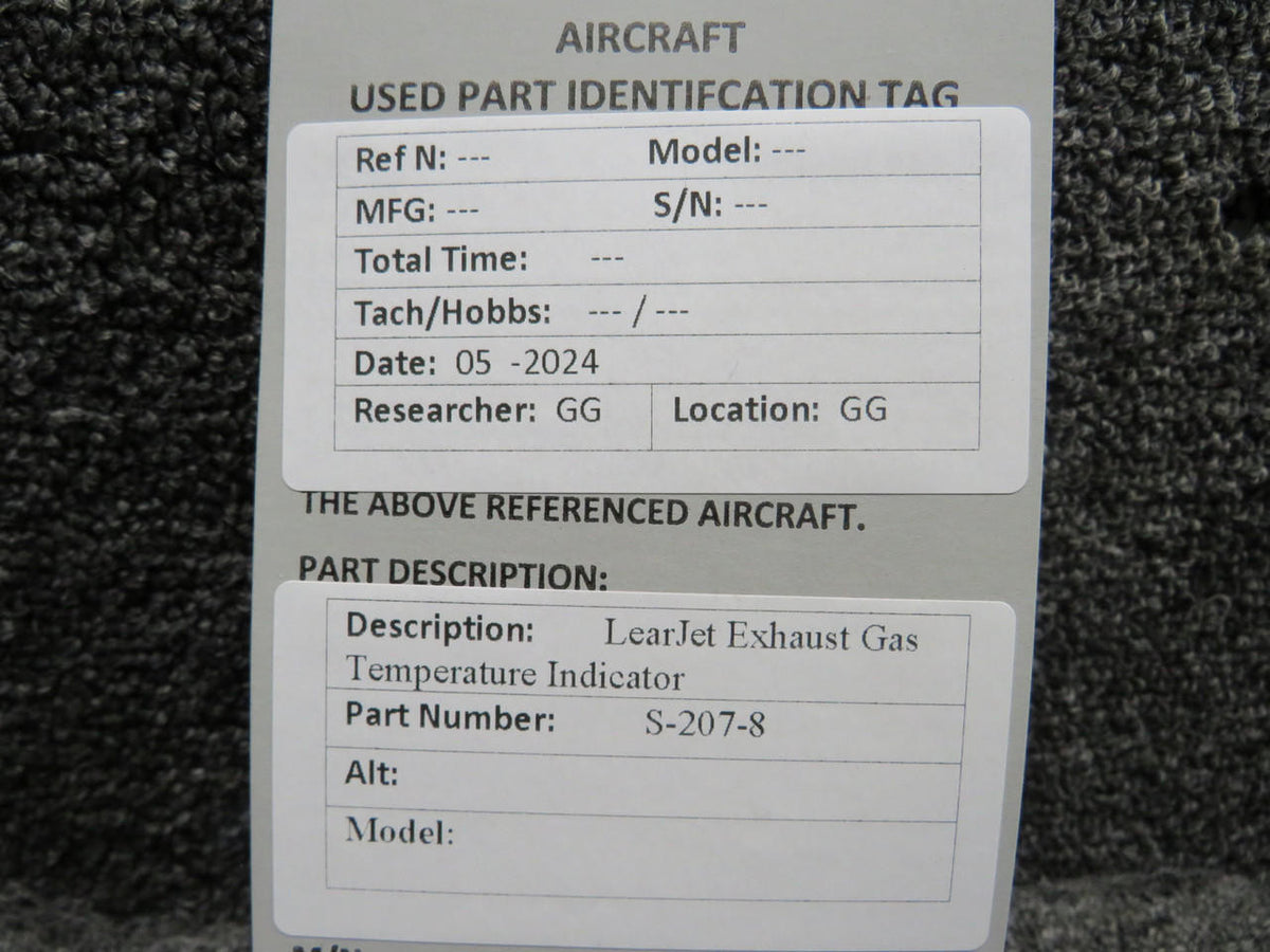 Learjet S-207-8 LearJet Exhaust Gas Temperature Indicator