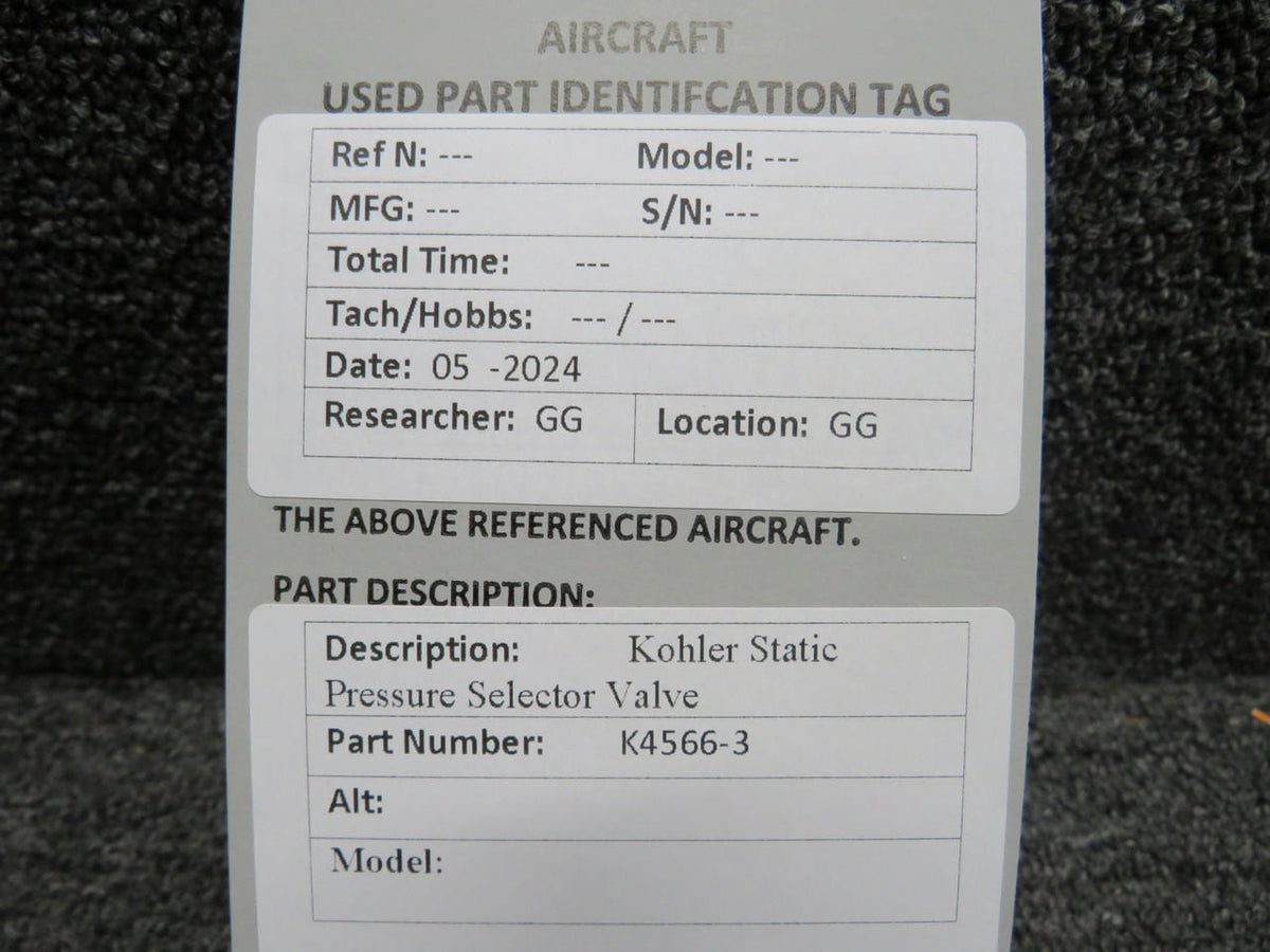 Kohler K4566-3 Kohler Static Pressure Selector Valve