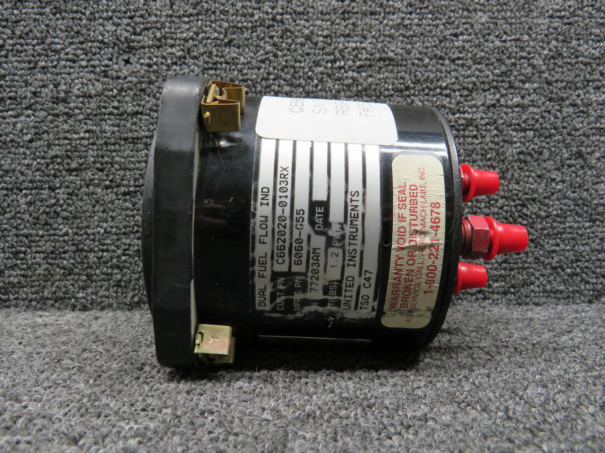 United Instruments 6060-G55 (Alt: C662020-0103RX) United Dual Fuel Flow Indicator