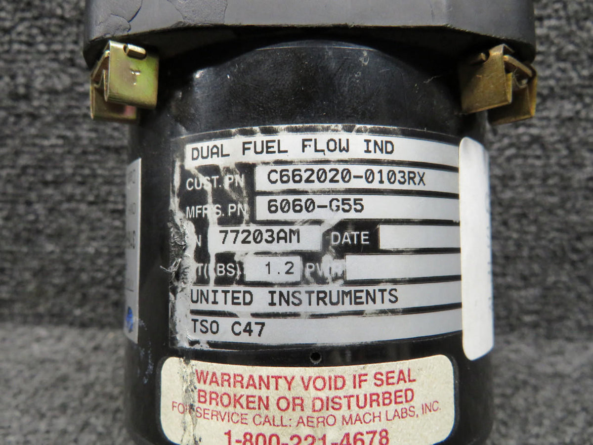 United Instruments 6060-G55 (Alt: C662020-0103RX) United Dual Fuel Flow Indicator