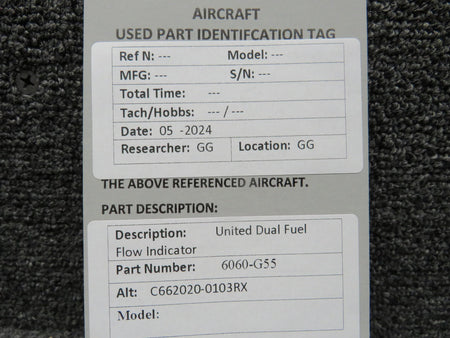 United Instruments 6060-G55 (Alt: C662020-0103RX) United Dual Fuel Flow Indicator