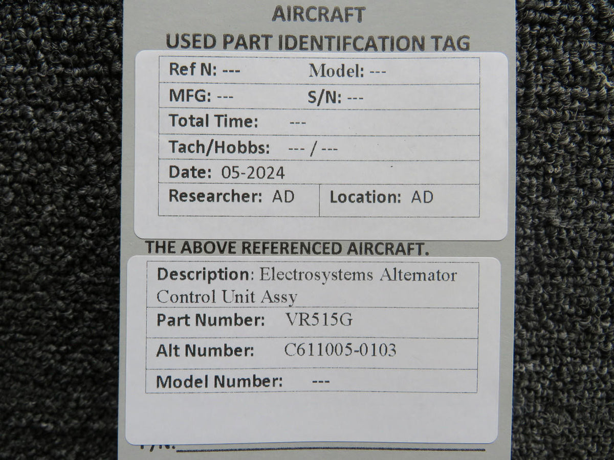 Electrosystems Inc VR515G (Alt: C611005-0103) Electrosystems Alternator Control Unit Assy