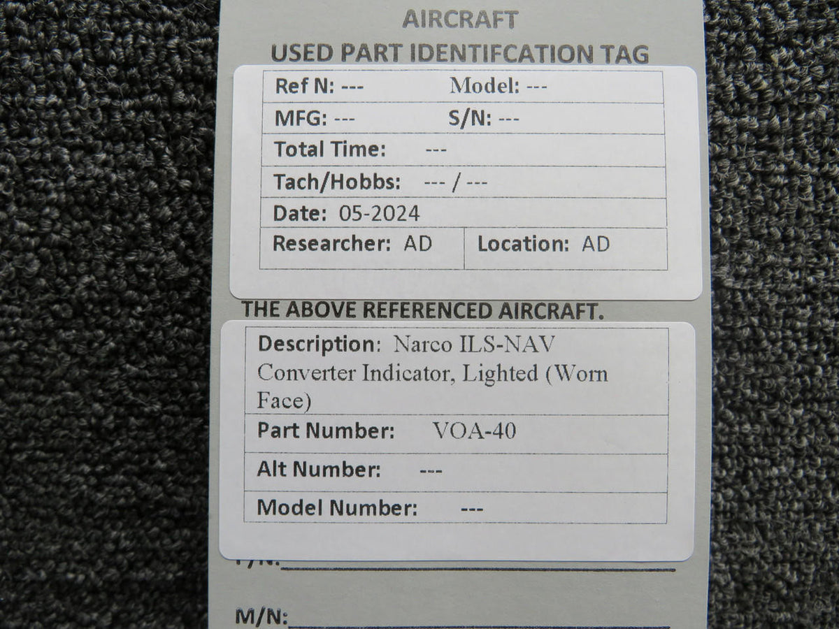 Narco VOA-40 Narco ILS-NAV Converter Indicator, Lighted (Worn Face)