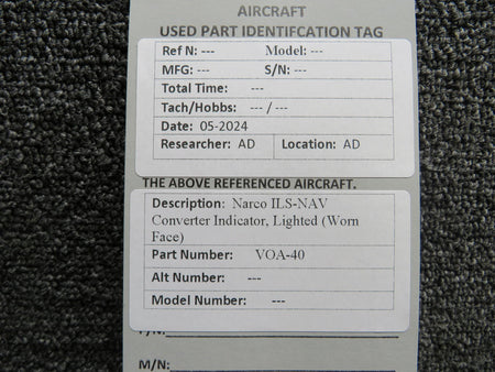 Narco VOA-40 Narco ILS-NAV Converter Indicator, Lighted (Worn Face)
