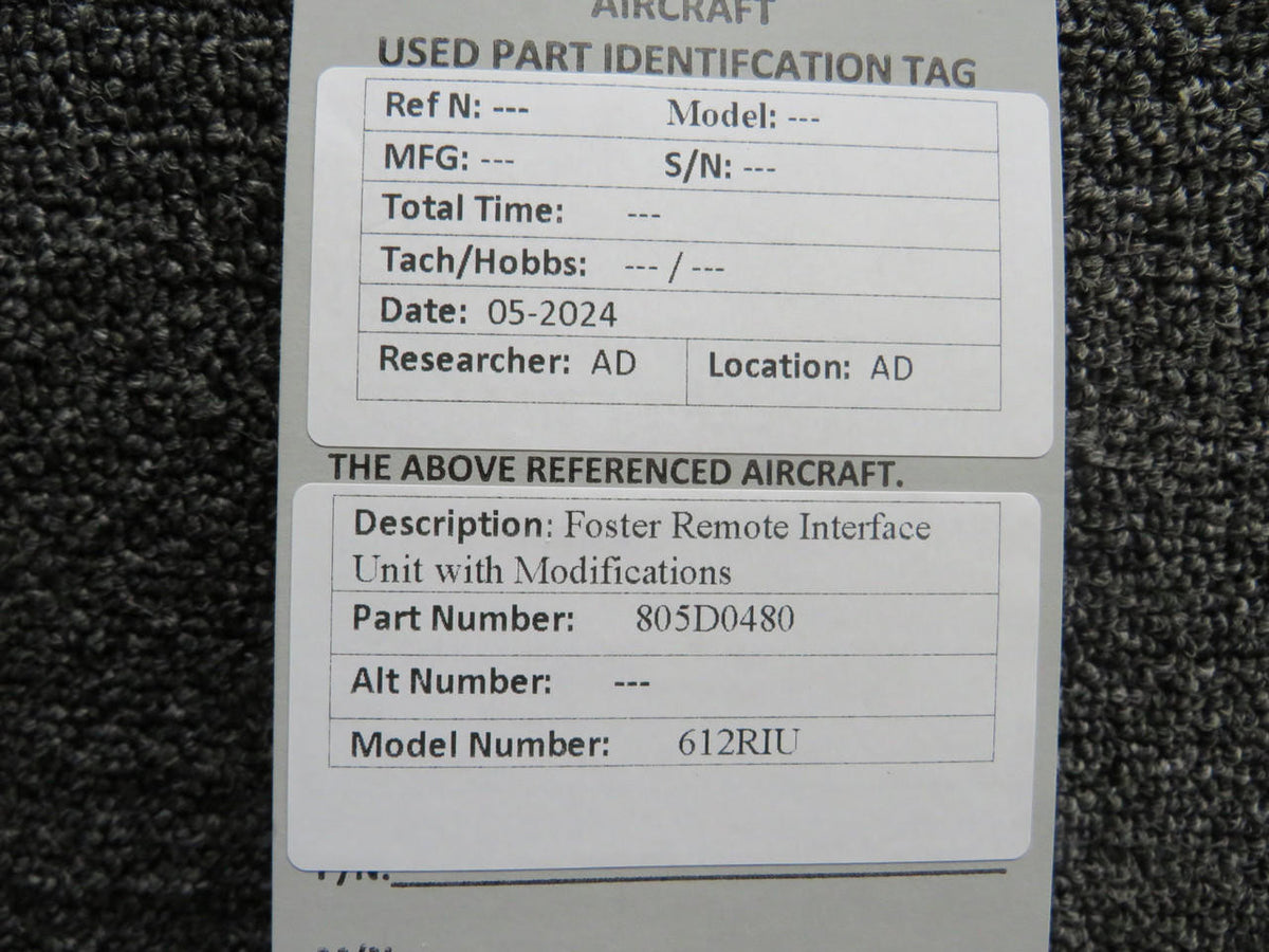 Foster 805D0480 Foster 612RIU Remote Interface Unit with Modifications