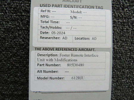 Foster 805D0480 Foster 612RIU Remote Interface Unit with Modifications