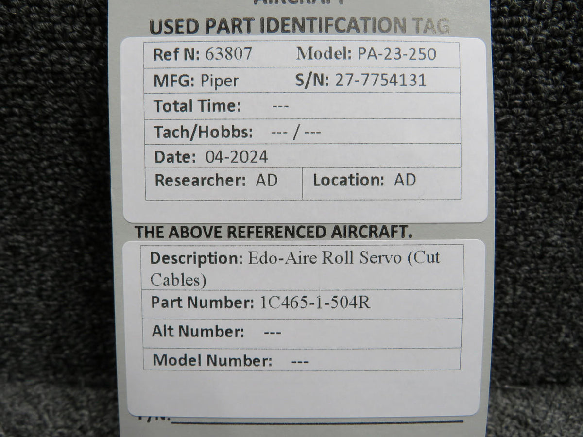 Edo-Aire 1C465-1-504R Edo-Aire Roll Servo (Cut Cables)