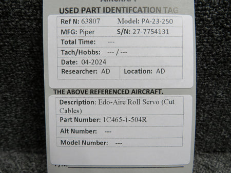 Edo-Aire 1C465-1-504R Edo-Aire Roll Servo (Cut Cables)