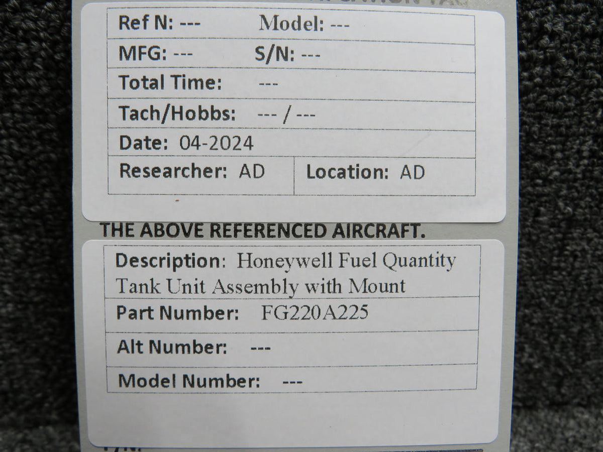 Honeywell FG220A225 Honeywell Fuel Quantity Tank Unit Assembly with Mount