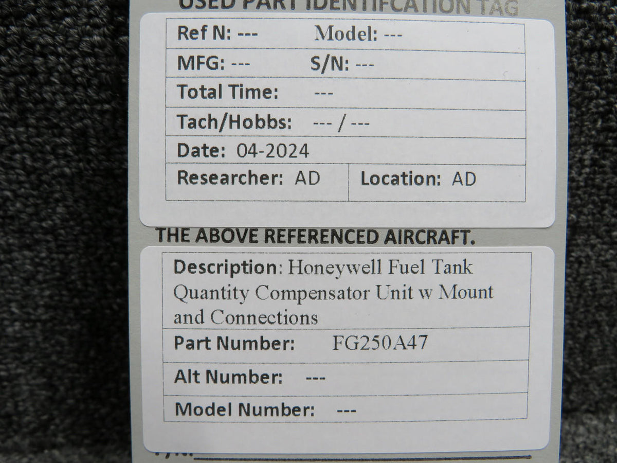 Honeywell FG250A47 Honeywell Fuel Tank Quantity Compensator Unit w Mount and Connections