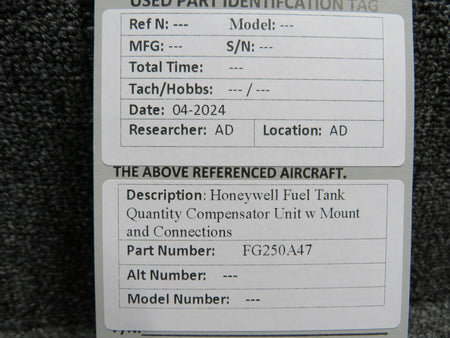 Honeywell FG250A47 Honeywell Fuel Tank Quantity Compensator Unit w Mount and Connections