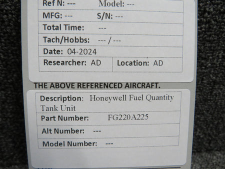 Honeywell FG220A225 Honeywell Fuel Quantity Tank Unit