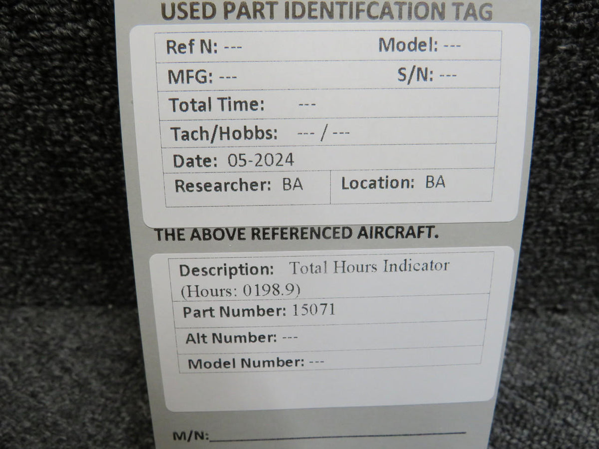 Does Not Apply 15071 Total Hours Indicator (Hours: 0198.9)