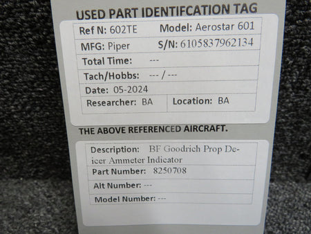 BF Goodrich  8250708 BF Goodrich Prop De-icer Ammeter Indicator