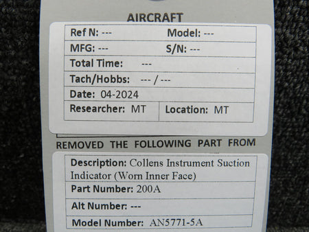 Collens 200A Collens AN5771-5A Suction Indicator (Worn Inner Face)