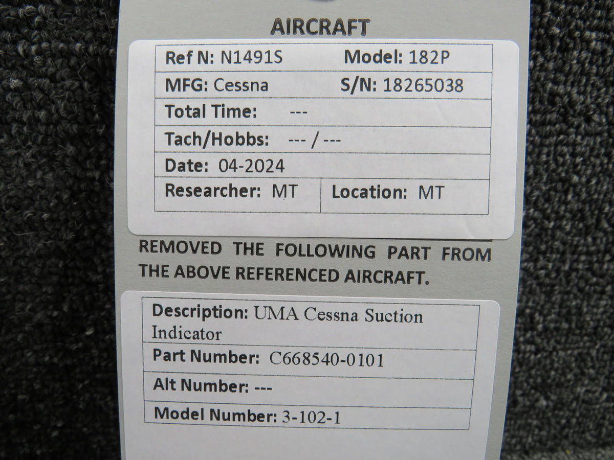 UMA C668540-0101 UMA 3-102-1 Suction Indicator