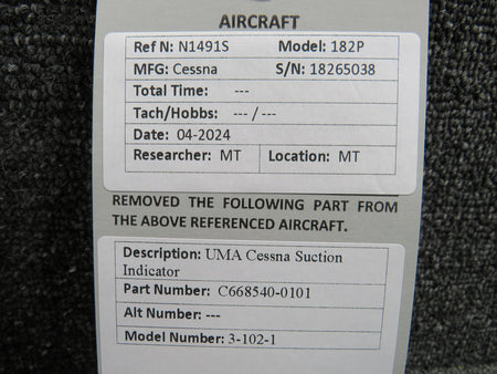 UMA C668540-0101 UMA 3-102-1 Suction Indicator