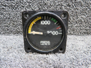 S218-1 Learjet 25 Hydraulic Pressure Gauge Indicator (Glass Cloudy, Worn)