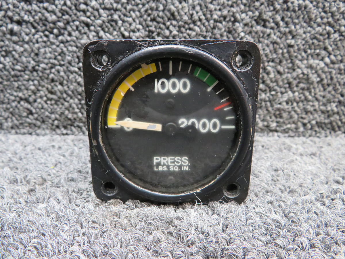 Learjet S218-1 Learjet 25 Hydraulic Pressure Gauge Indicator (Glass Cloudy, Worn)