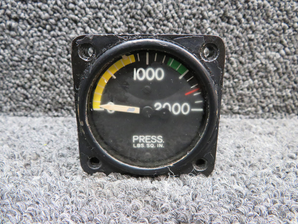 Learjet S218-1 Learjet 25 Hydraulic Pressure Gauge Indicator (Glass Cloudy, Worn)