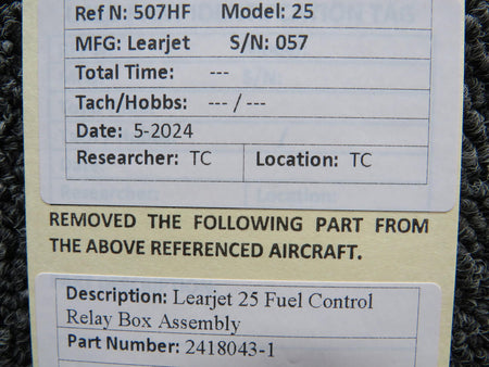 Learjet 2418043-1 Learjet 25 Fuel Control Relay Box Assembly