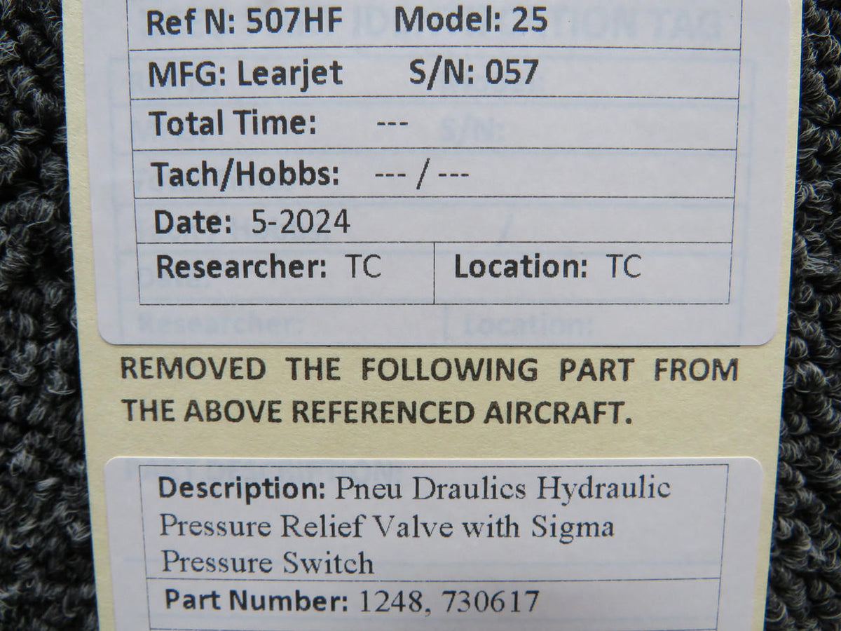 Pneu Draulics 1248, 730617 Pneu Draulics Hydraulic Pressure Relief Valve with Pressure Switch