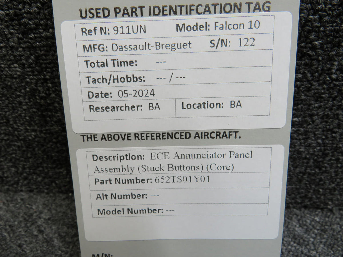 ECE 652TS01Y01 ECE Annunciator Panel Assembly (Stuck Buttons) (Core)